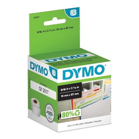 Dymo File Folder Labels, 260 Per Sheet, PK2 30327