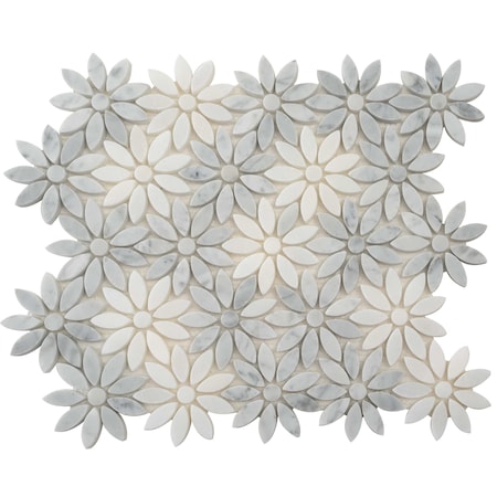 Apollo Tile 11x12 Carrara Grey, Eastern White Marble Polished Floor and Wall Mosaic Tile 4.46 sqft/case, 5PK APLSE88F01A
