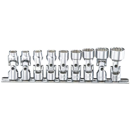 Genius Tools 1/4in Dr. 9 Piece Metric Universal Hand Socket Set US-209M