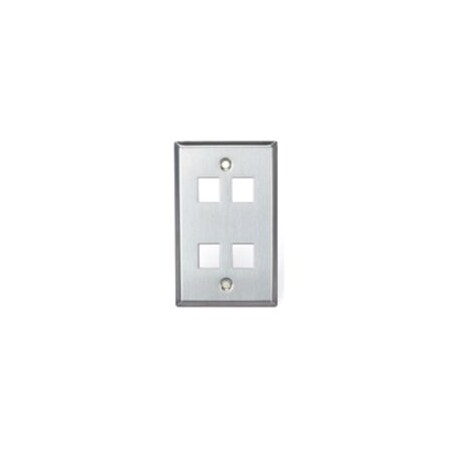 Leviton 4-Port Wallplate Unloaded, 1-Gang Use W/Snap-In Modules 43080-1S4