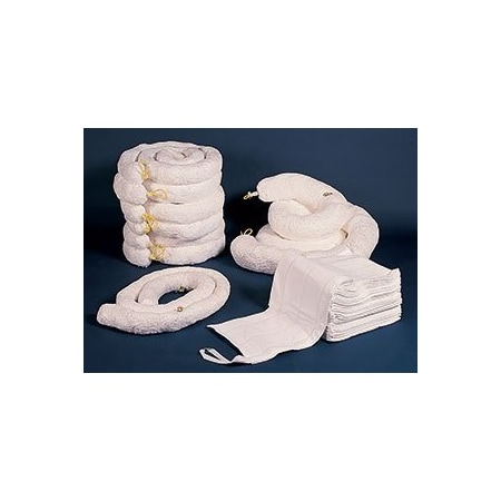M&B Absorbents Oil Absorbent Boom, 32 Gal. Absorbency, 10 ft, White, 4PK 11505