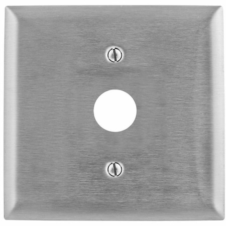 Hubbell Wiring Device-Kellems Wallplates and Boxes, Metallic Plates, 2- Gang, 1) .64" Opening, Standard Size, Stainless Steel SS741