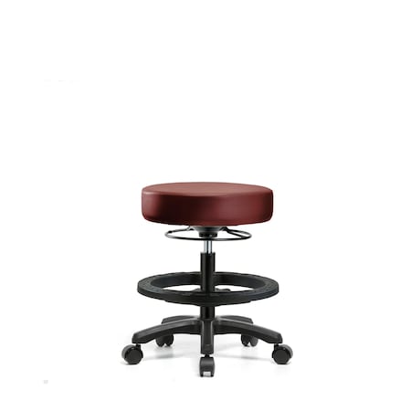 Blue Ridge Ergonomics Vinyl Mini-Stool, Med Bench, BF, Casters, Borscht BR-VMBMS-RG-BF-RC-8815