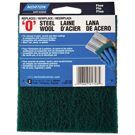 Norton Co Pad Steel Wool Syn Green Fine 01728