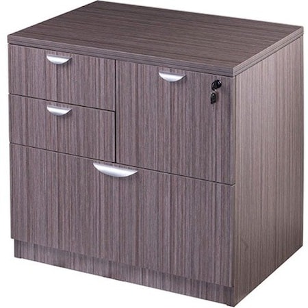 Boss 31" W 4 Drawer Combo File Cabinet, Driftwood, Letter/Legal N114-DW