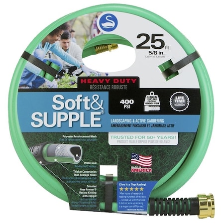 Swan 25 ft L Garden Hose, Rubber Tube, Green CSNSS58025