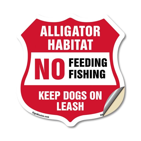 Signmission Alligator Warning Shield Sign Alligator, 18 Inch X 18 Inch, Vinyl Decal SHI-D-18-357
