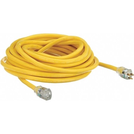 Southwire SJTW Extension Cord, 10 AWG, Outdoor, 10/3, 1 Outlets, 5-15R, Yellow, Vinyl, 5-15P, 50 ft 02688