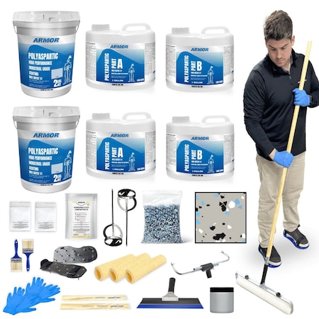 Armorpoxy Polyaspartic Floor Coating Kit - 25Pc - 500 Sq Ft - Medium Gray 160031
