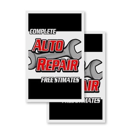 Signmission Complete Auto Repair Free Estimates, Vinyl Decals Only 24 Inch x 36 Inch, Vinyl Decal, 2PK DSB-2436-2PACK-CompleteAutoRepairFreeEst