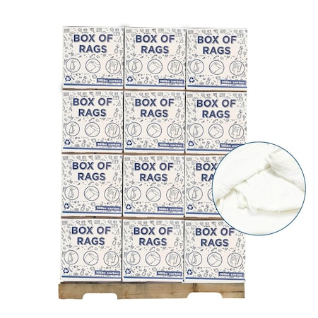 Supremeplus Recycled White Knit T-Shirt Cleaning Rags, 720 lbs. Pallet, 72 x 10 lbs. Boxes, 72PK SP-8209