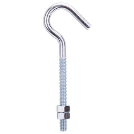 Prosource Hook Bolt, 7.8 mm Thread, 2-7/8 in L Thread, 5 in L, Steel, Zinc LR325
