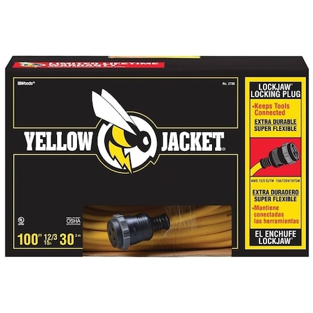 Southwire Extension Cord, 12 AWG, Yellow, 100 ft 2738