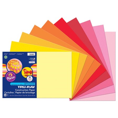 Pacon 12 x 18 in. Tru Ray Warm, Assorted - 50 Sheets, 3PK PAC102948-3