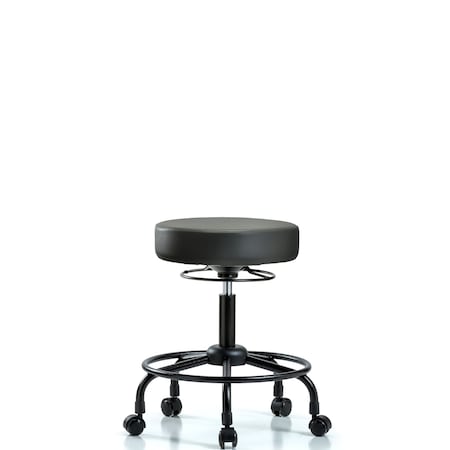 Blue Ridge Ergonomics Vinyl Stool, Desk, Round Tube Base, Casters, Carbon BR-VDHSO-RT-RC-8823