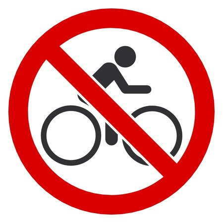Lyle ISO No Bike Riding Symbol, 10x10, Non-Reflective, White G-1031-PL_10x10