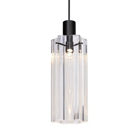 Besa Lighting Besa Ice 7 Pendant, Clear, Black Finish, 1x 35W MAX GY6.35 Base 1XT-ICE7CL-BK