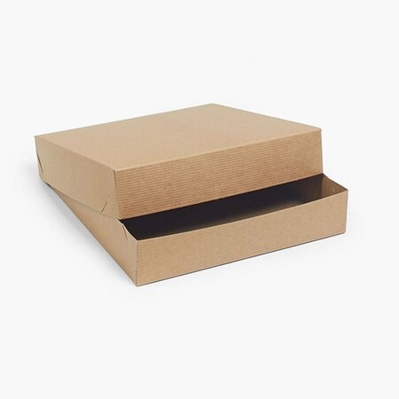 Nashville Wraps Recycled Kraft Pinstripe 2 Piece Gift Boxes, 12x12x2.5, 50PK KG25