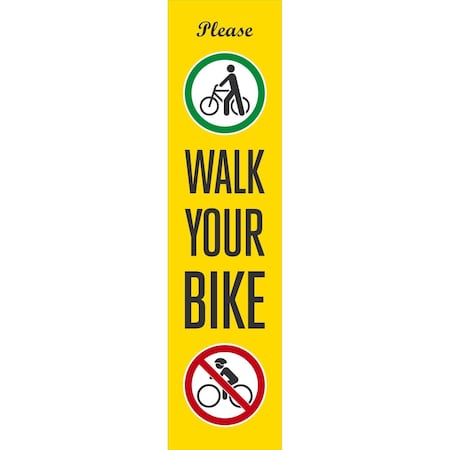 Lyle FlexPost "Please Walk Your Bike" Decal Only for Flex, 7.5x29.5, Engineer Grade, White G-16964-ED_7.5x29.5