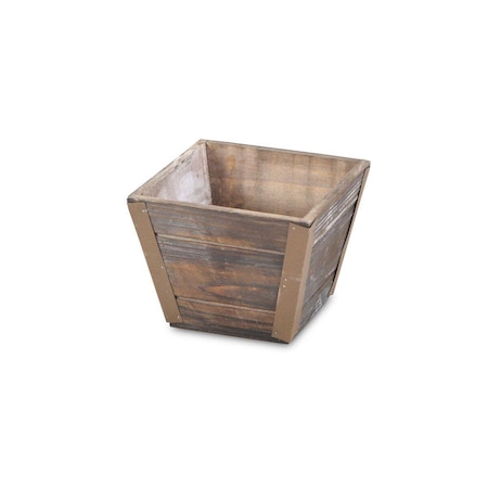 Cheungs Wooden Square Pot with Metal Band FP-3502