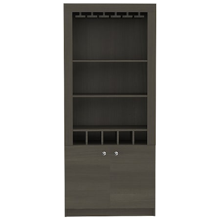 Homeroots 26in Dark Brown Laminate Bar Cabinet With Four Shelves 477752