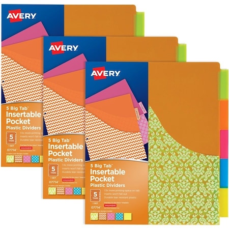 Avery Big Tab Insertable Pocket Dividers, PK3 11255