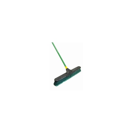 Quickie Bulldozer Multi-Surface Push Broom, 24 in Sweep Face, Polypropylene Bristles, Steel Handle, Green 638