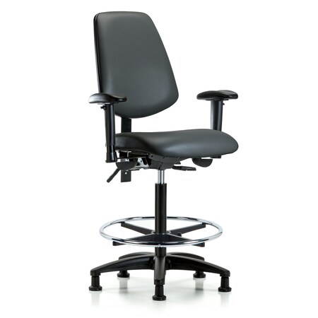 Blue Ridge Ergonomics Vinyl Chair, Vinyl, Adjustable Arms BR-VHBCH-MB-RG-T1-A1-CF-RG-8823