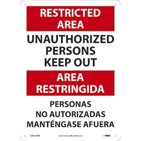 Nmc Restricted Area Keep Out Sign - Bilingual, ESRA29RB ESRA29RB