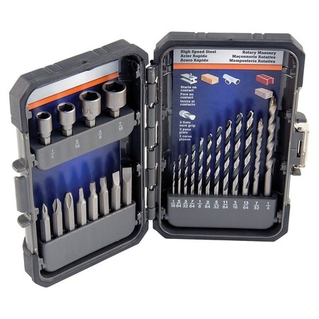 Vulcan Drill Bit Set, 24-Piece, S2 Steel, Chrome Molybdenum/Satin 870920OR