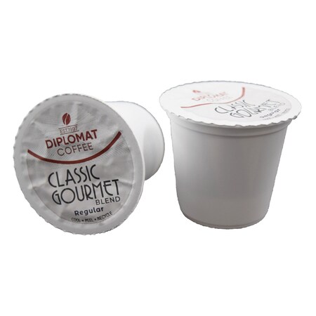 Diplomat Coffee Classic Gourmet Regular DC-Cup.  10 Gram Medium roast.  100% Arabica.  96cs, 96PK C-DCCUP-CG96-10R