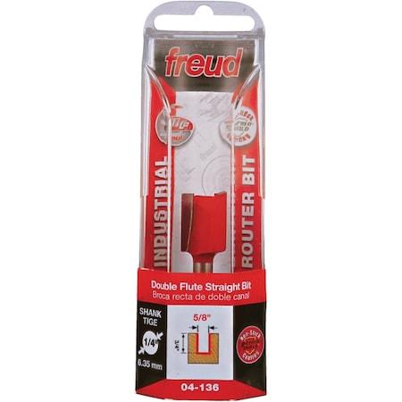 Freud 5/8'' x 3/4'' Double Flute Straight Router Bit 04-136