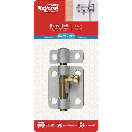 National Hardware 2-1/2'' Galvanized Steel Door Barrel Bolt N151-852