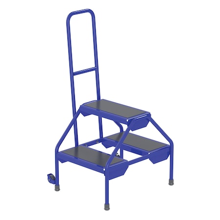 Vestil Blue Rolling Two Step, Rubber Matting, 2 Steps, 42 Overall Height, Steel, Blue RLAD-2-B