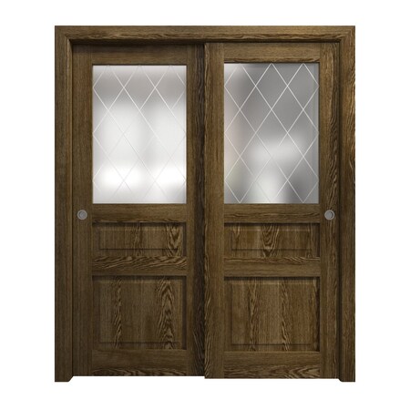 Sartodoors Sliding Closet Bypass Doors 60 x 84 inches, Ego 5011 Marble Oak, Rails Hardware Set, Wood Solid B EGO5011DBD-DMR-6084
