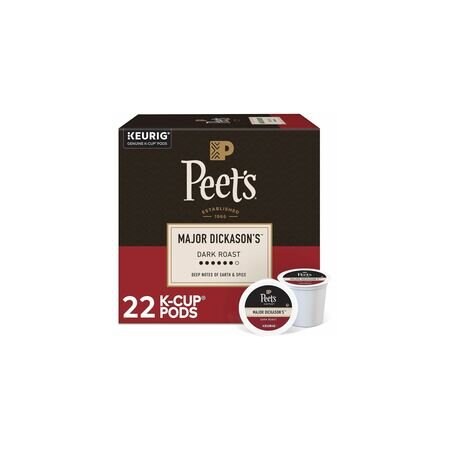 Peets Coffee Peet's Coffee K-Cup Major Dickason's Blend Coffee, Compatible with Keurig Brewer, Dark, K-Cup, 4PK 5000377638