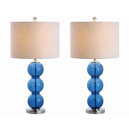 Jonathan Y Bella 27" Glass Triple-Sphere LED Table Lamp, Cobalt Blue/Chrome, 2PK JYL1070E-SET2