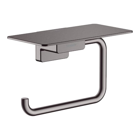 Hansgrohe AddStoris Toilet Paper Holder with Shelf in Brushed Black Chrome 41772340