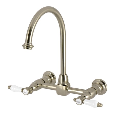 Kingston Brass Two-Handle Wall Mount Bridge Kitchen Faucet, Brushed Nickel KS1298BPL
