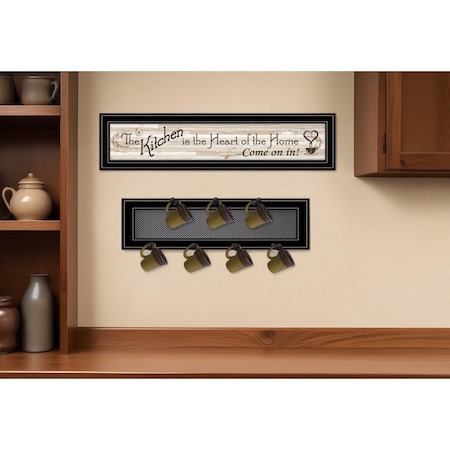 Homeroots Set Of Two Kitchen Print and Mug Rack Kitchen Wall Art, 2PK 406666