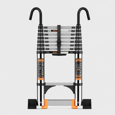 Wrightmaster 8.5 ft. Lightweight Steel Extension Ladder with Stable Hook, Stabilizer Bar, 330 lbs. Load Capacity ZROYT260
