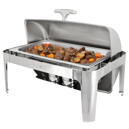 Megachef 9.5Qt Oblong Roll Top Stainless Steel Professional Chafing Dish/Buffet Server Serving Trays MG-431001