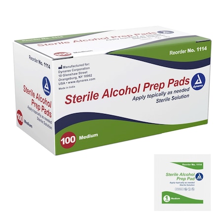 Dynarex Alcohol Prep Pad, Sterile, Medium, 2000PK 1114