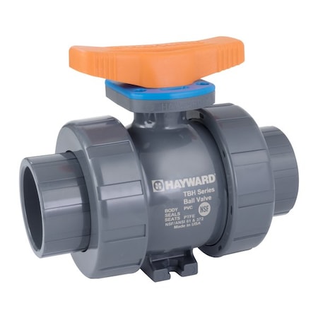 Hayward Flow Control Ball Valve, True Union, 1", PVC/EPDM, Full Port, S/T TBH1100ASTE0000