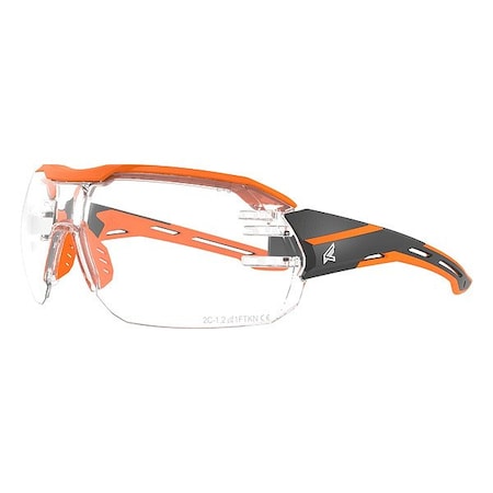 Edge Eyewear Kabru, Safety Glasses, Anti-Fog & Anti-Scratch, Clear Lens, Black/Orange Frame, Half-Frame KB131VS