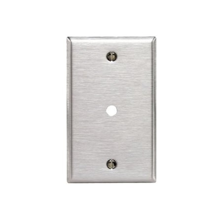 Leviton Telephone/Cable Wallplate, Standard Size, Gang 1, Brushed Stainless Steel 84013-40
