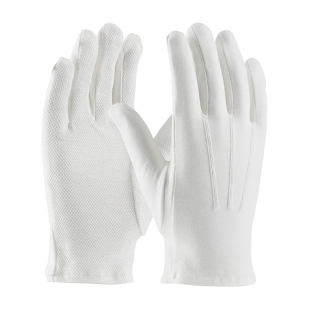 Century Glove 100% Cotton Dress Glove, Dotted Palm with Raised Stitching on Back, Open Cuff, 12PK 130-100WMPD/M