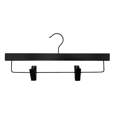 Nahanco 14in Black Wooden SlimLine Pant/Skirt Hanger w/ Padded Clips and Black Hardware, 50PK SL70214RC50BH