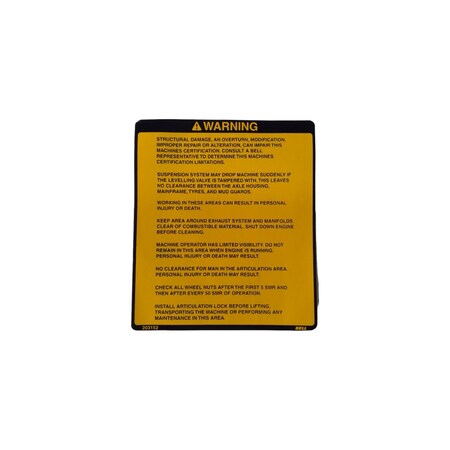 John Deere SAFETY SIGN, JOHN DEERE OEM AT254504 AT254504