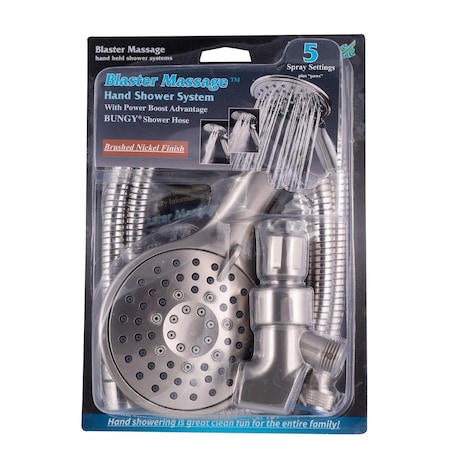 Whedon Blaster Massage Brushed Nickel Plastic 5 settings Handheld Showerhead 2 gpm BMH8C